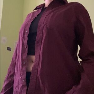 Old Navy Women's Dark Red Button-Down Shirt